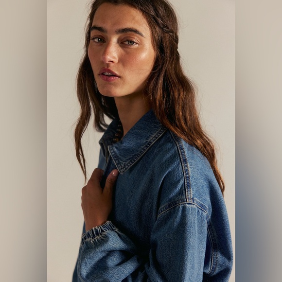 Free People NWT Birdie bomber Denim Jacket XL - Picture 4 of 12
